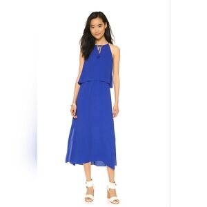 Madewell Brilliant Royal Blue Sleeveless Flutter Back Overlay Maxi Dress Size 6